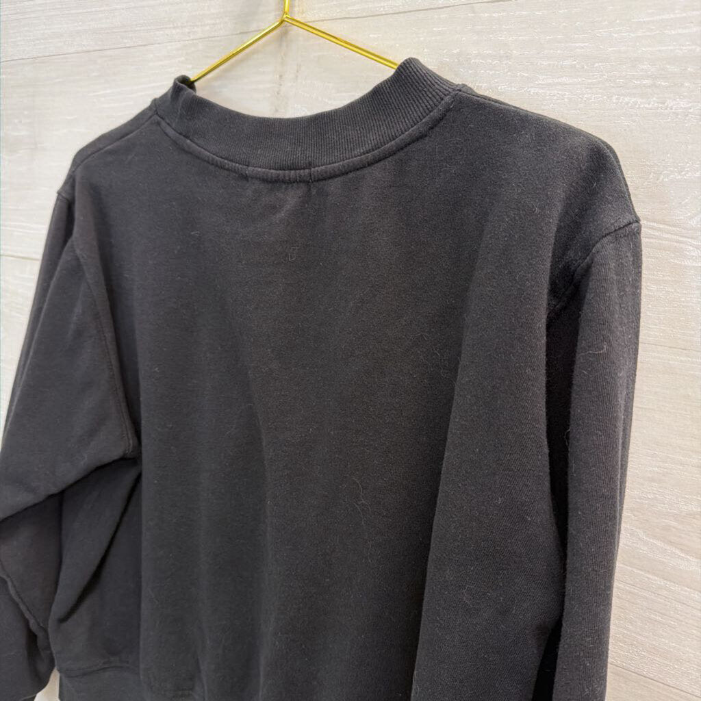 French Connection Cropped Black Femme Crewneck Long Sleeve Top Medium