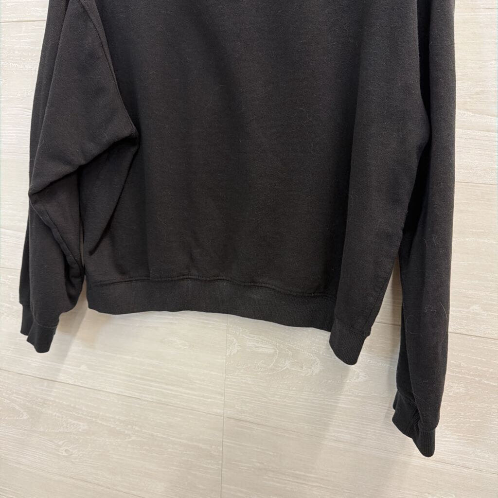 French Connection Cropped Black Femme Crewneck Long Sleeve Top Medium