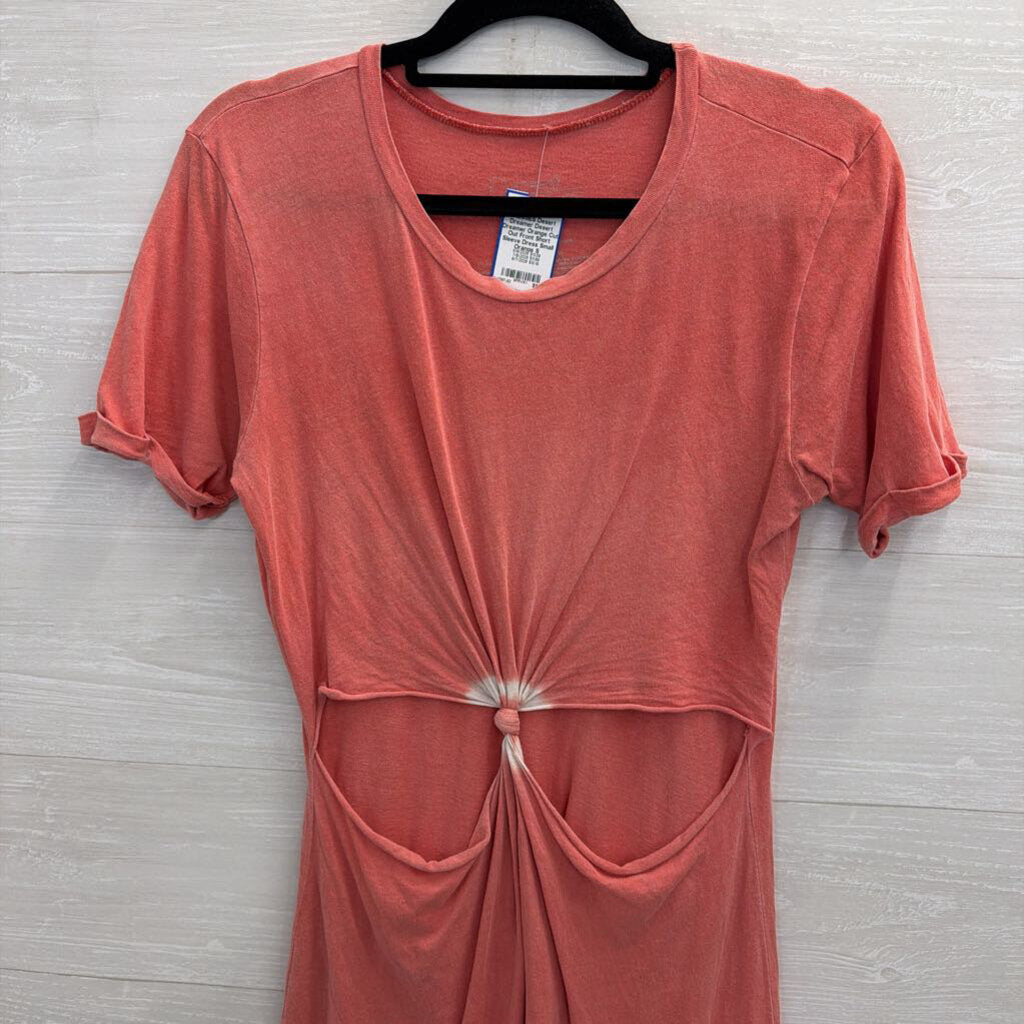 Desert Dreamer Orange Cut Out Front Short Sleeve Dress Small