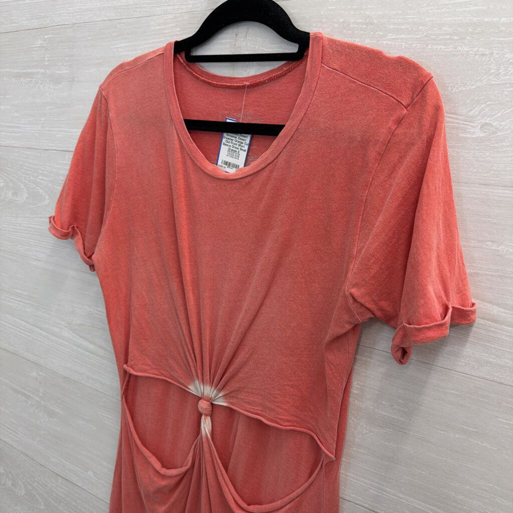 Desert Dreamer Orange Cut Out Front Short Sleeve Dress Small