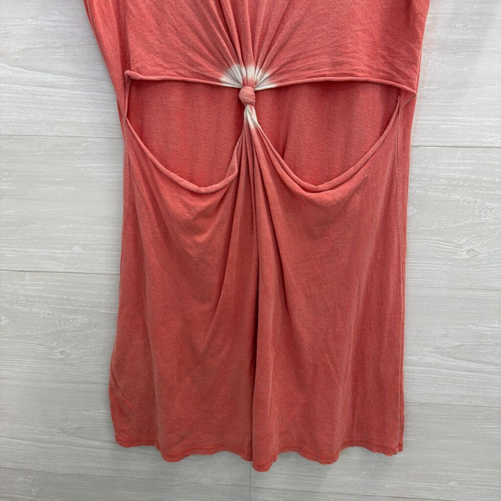 Desert Dreamer Orange Cut Out Front Short Sleeve Dress Small