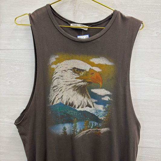 Project Social T Brown Eagle Graphic Tank Top Small