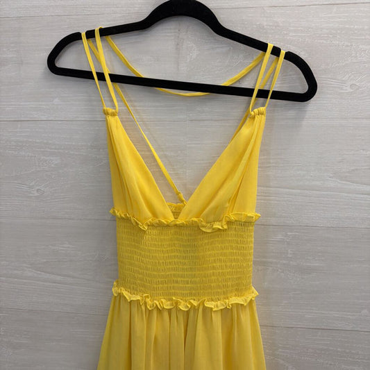 Yellow Smocked Waist Mini Dress Small