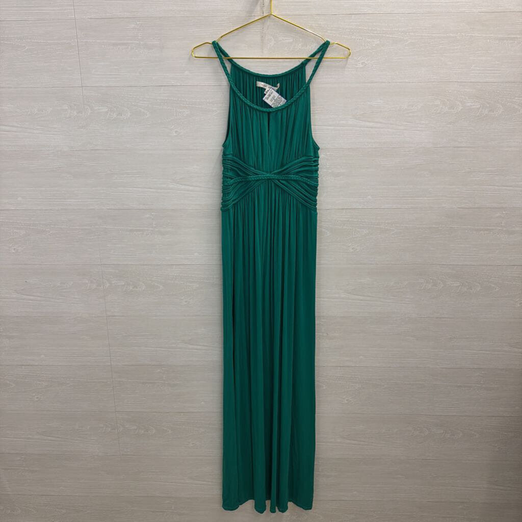 Max Studio Green Braided Detail Sleeveless Maxi Dress Medium