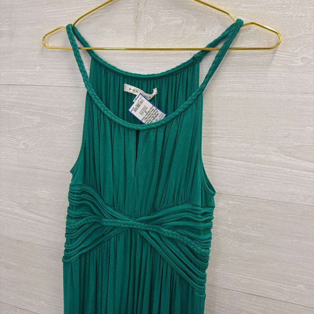 Max Studio Green Braided Detail Sleeveless Maxi Dress Medium