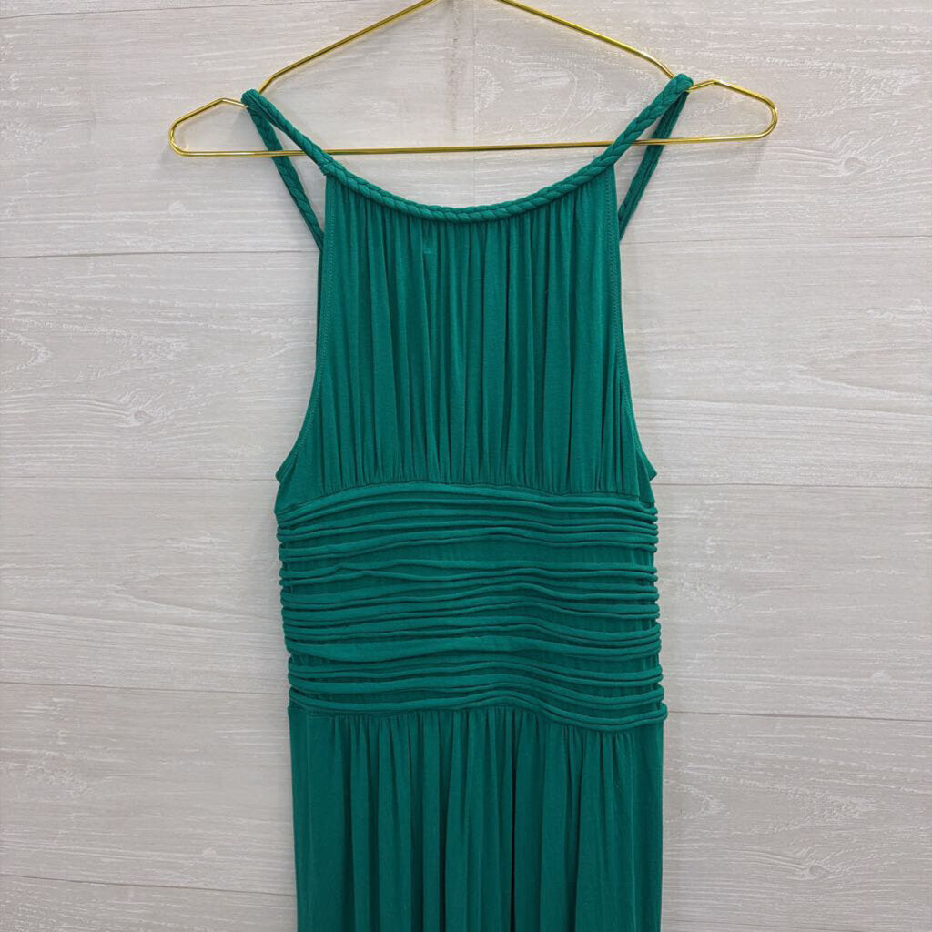 Max Studio Green Braided Detail Sleeveless Maxi Dress Medium