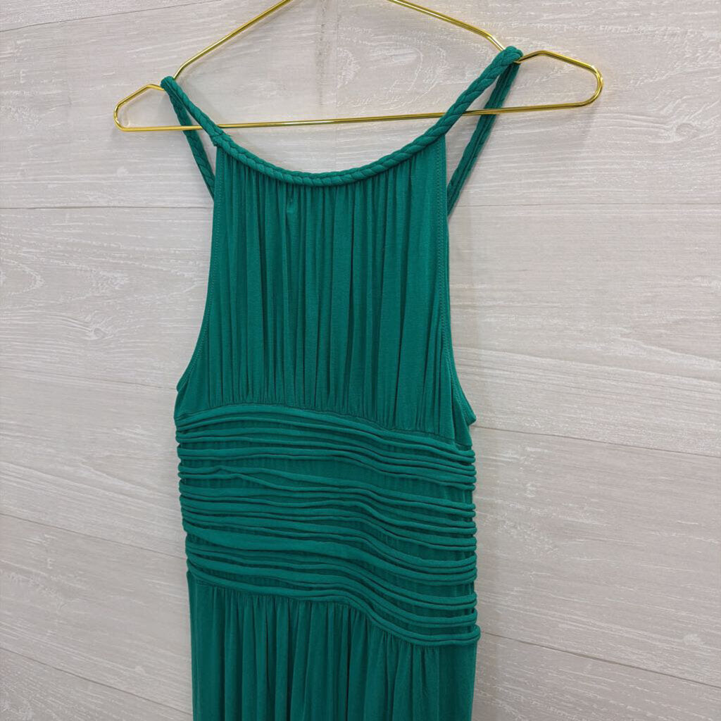 Max Studio Green Braided Detail Sleeveless Maxi Dress Medium