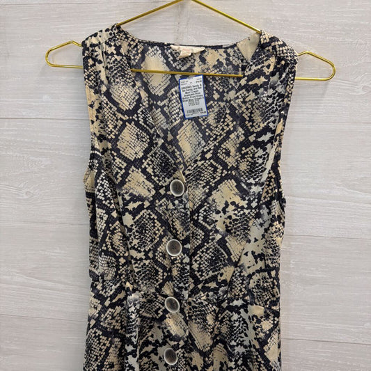 Sandy and Sid Blue/ Cream Snakeskin Print Button Front Dress Small