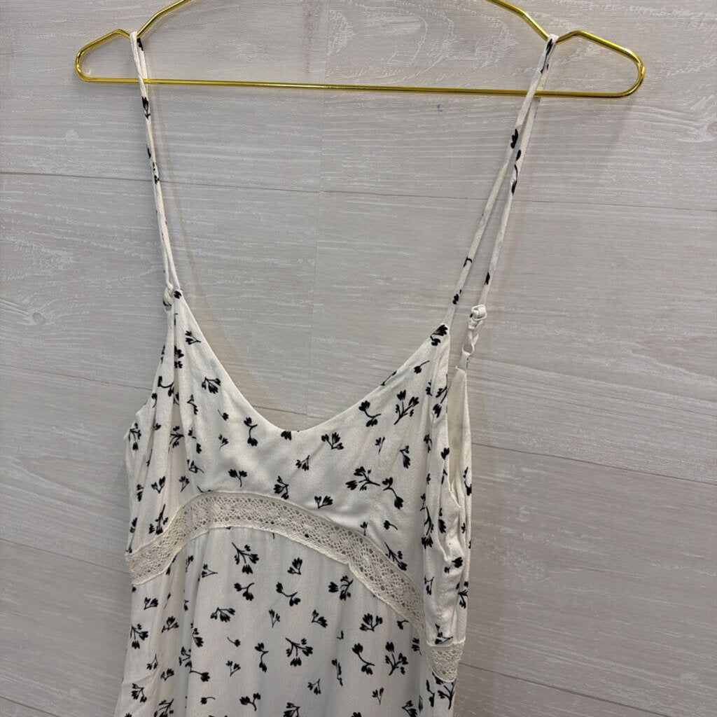 Olivaceous White/ Black Print Mini Dress Medium