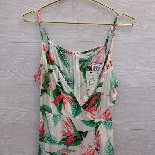 Idem Ditto White/ Green/ Pink Print Midi Dress Small
