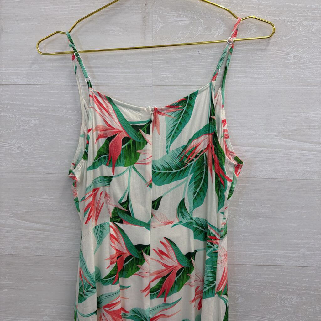 Idem Ditto White/ Green/ Pink Print Midi Dress Small