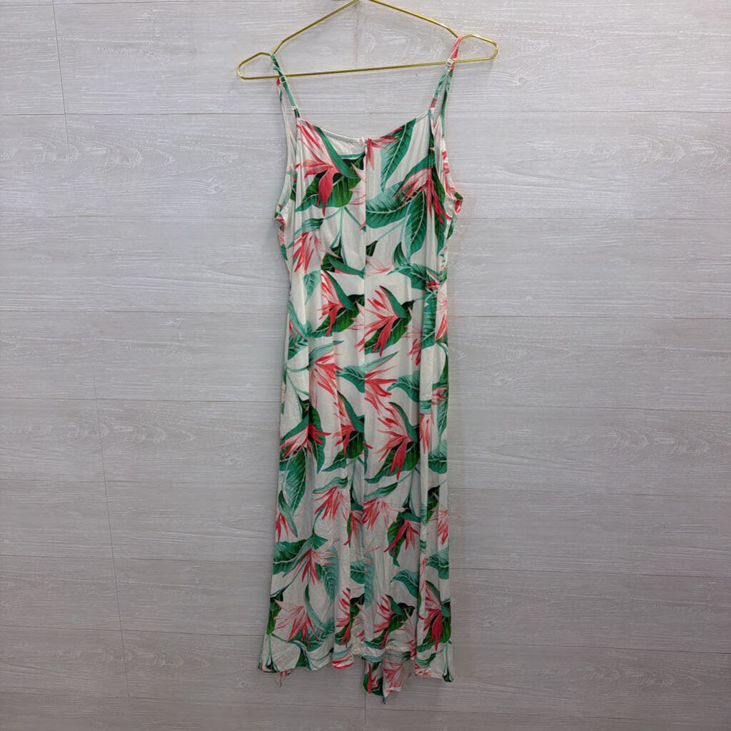 Idem Ditto White/ Green/ Pink Print Midi Dress Small