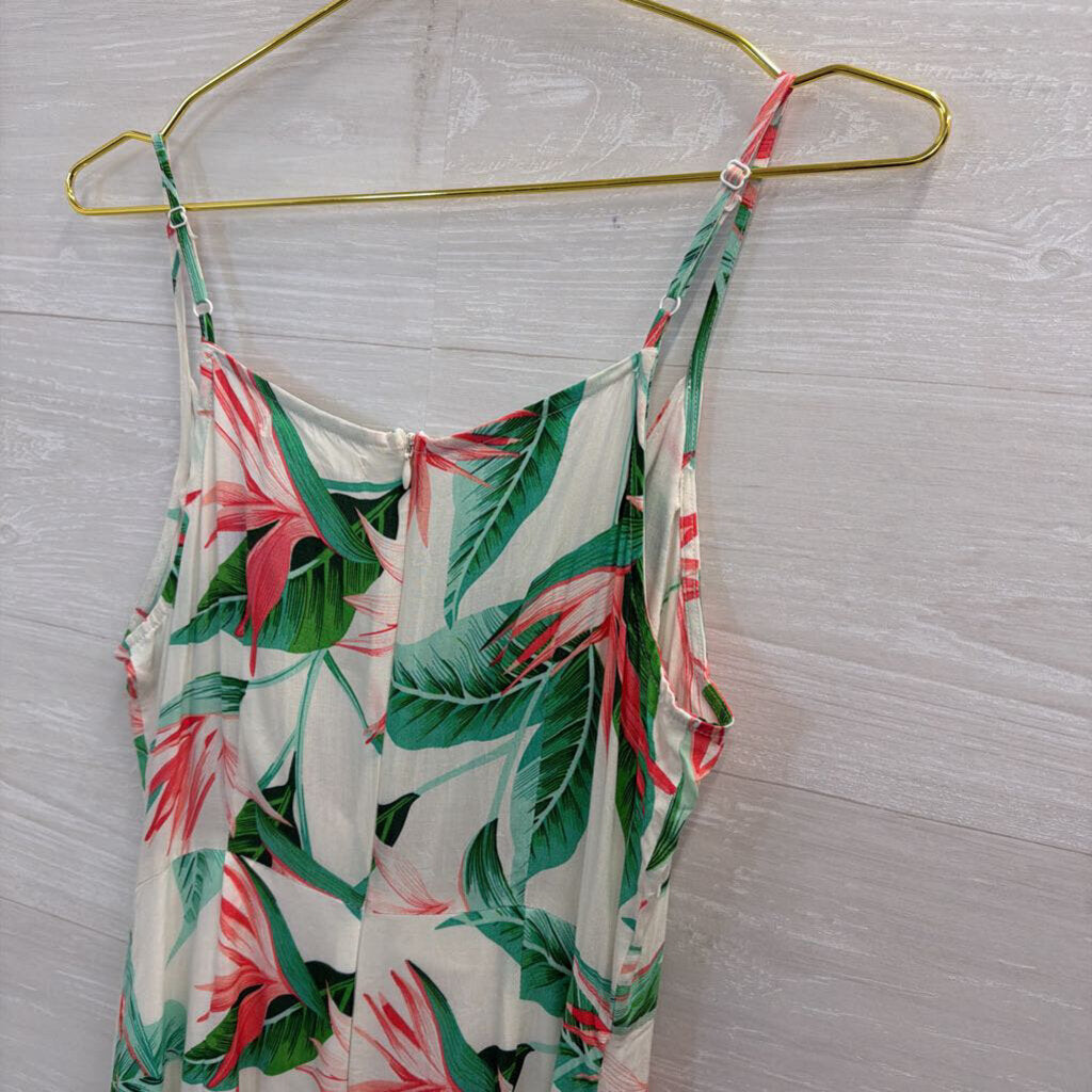 Idem Ditto White/ Green/ Pink Print Midi Dress Small