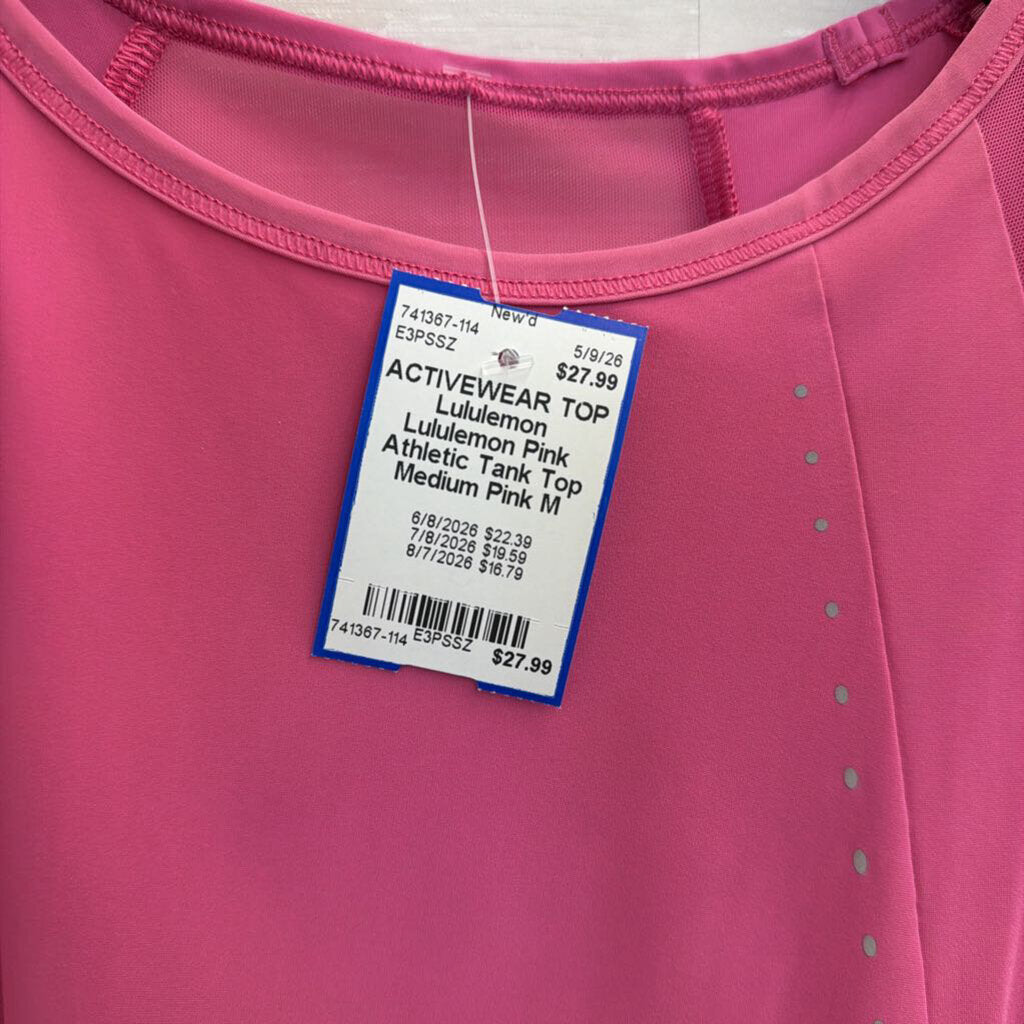 Lululemon Pink Athletic Tank Top Medium