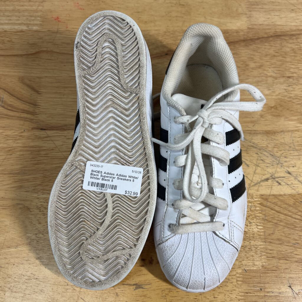 Adidas White/ Black Superstar Sneakers 5