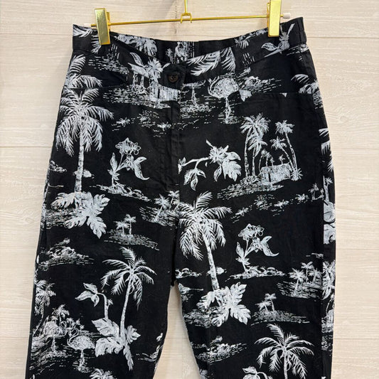 Moka Sport Black/ White Tropical Print Cropped Pants Large