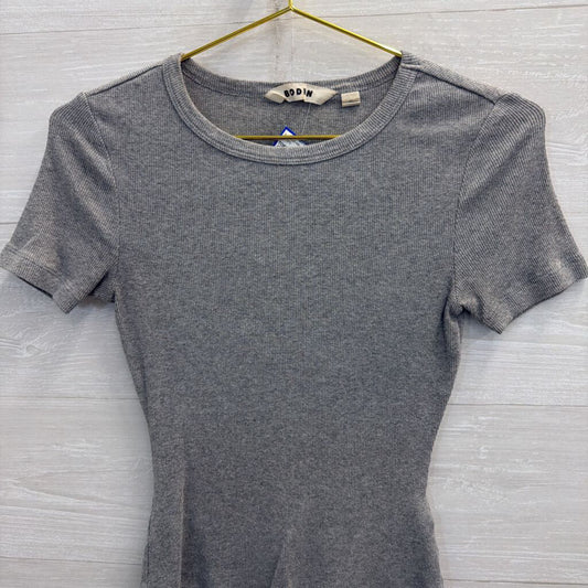 Boden Grey Ribbed Short Sleeve Top Extra Small