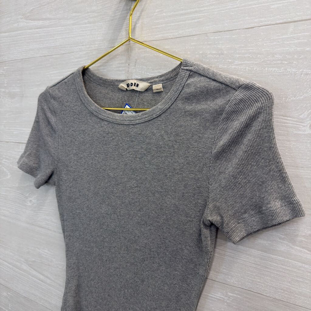 Boden Grey Ribbed Short Sleeve Top Extra Small