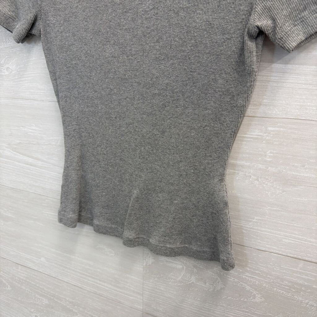 Boden Grey Ribbed Short Sleeve Top Extra Small