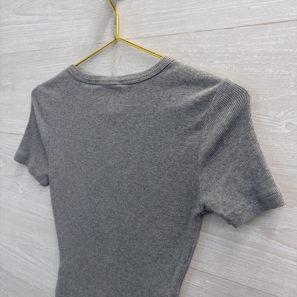 Boden Grey Ribbed Short Sleeve Top Extra Small