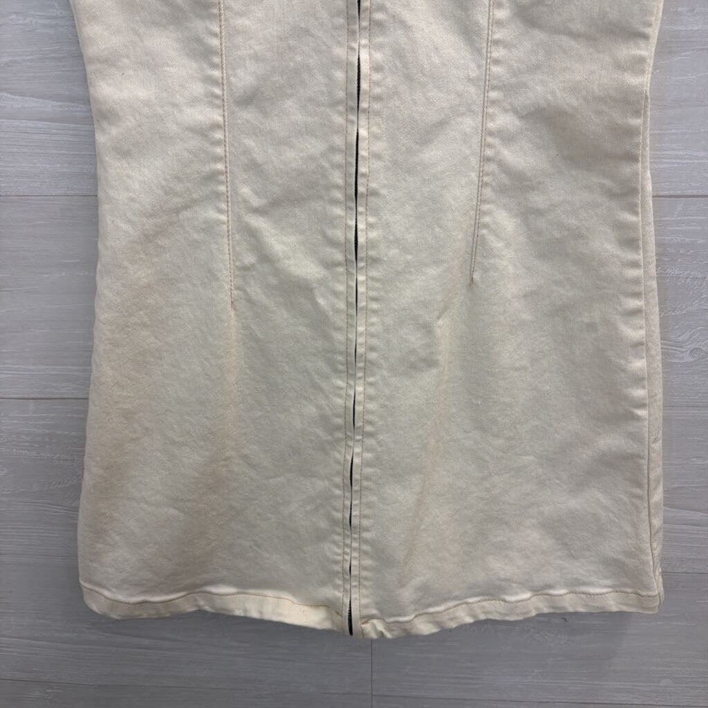 Altar'd State Cream Denim Zip Front Sleeveless Dress Medium