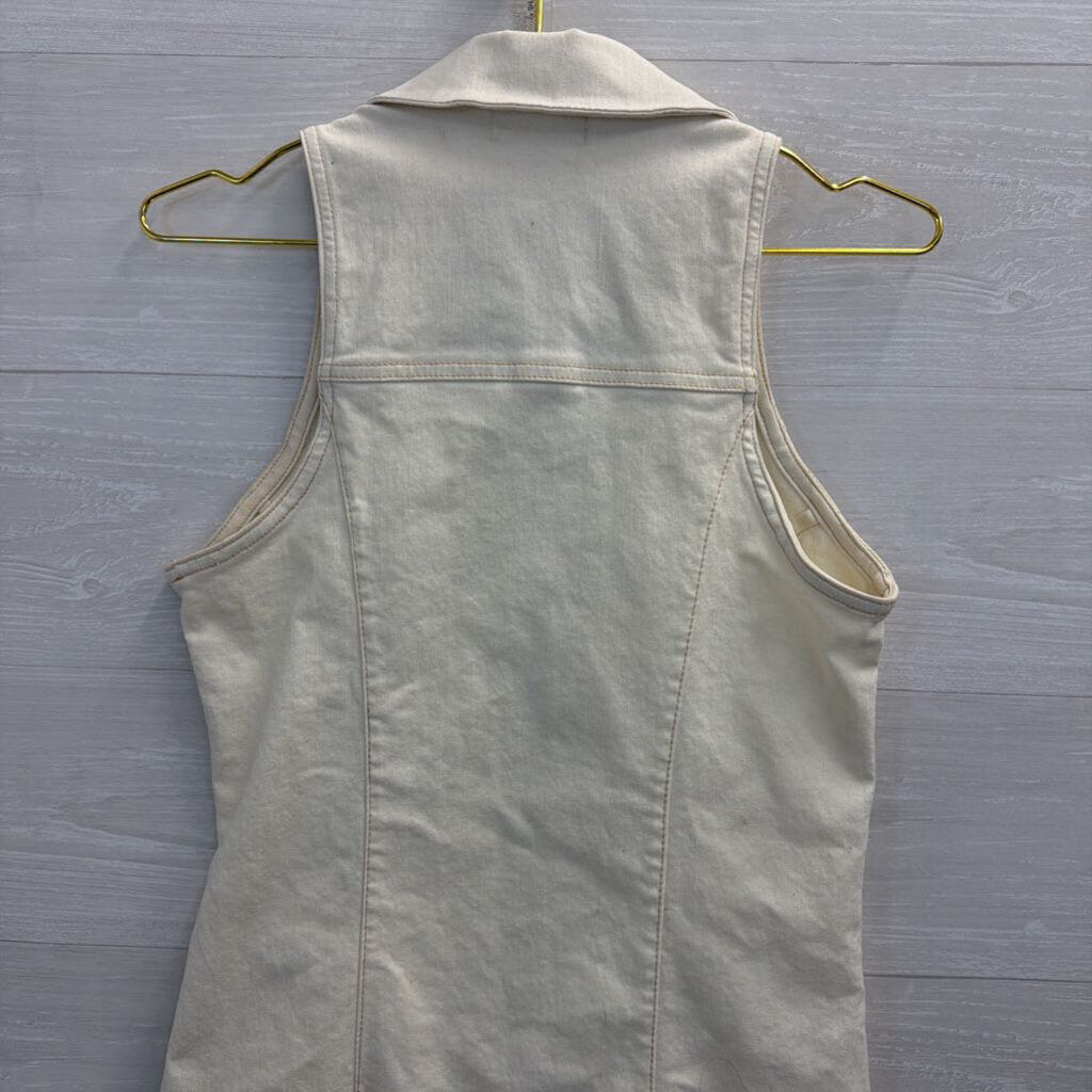 Altar'd State Cream Denim Zip Front Sleeveless Dress Medium