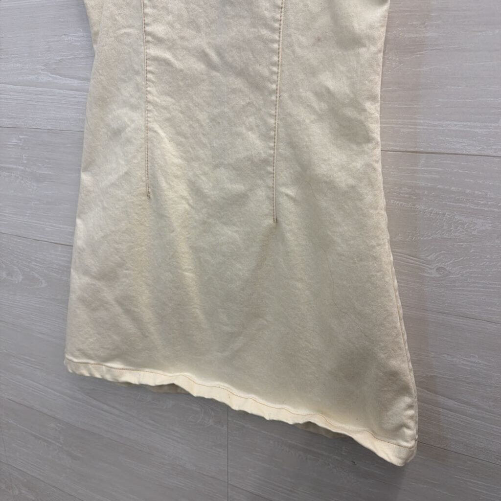 Altar'd State Cream Denim Zip Front Sleeveless Dress Medium