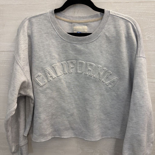 No Comment Grey Cropped California Crewneck Pullover Large