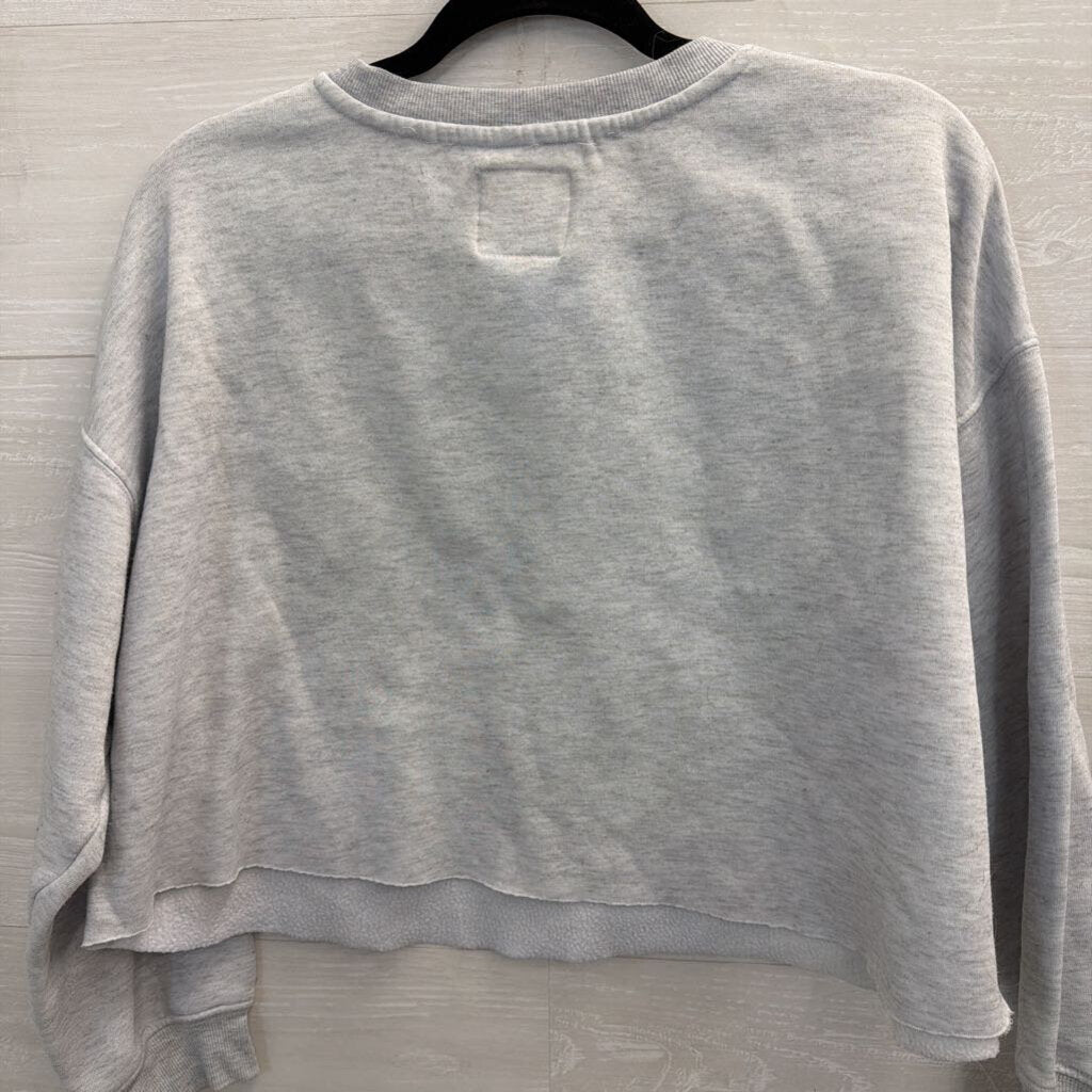 No Comment Grey Cropped California Crewneck Pullover Large