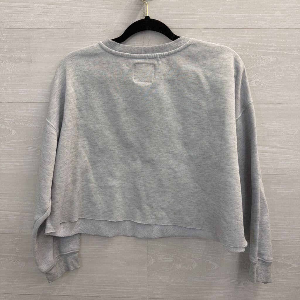 No Comment Grey Cropped California Crewneck Pullover Large