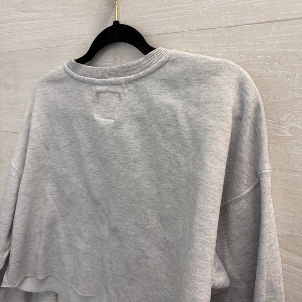 No Comment Grey Cropped California Crewneck Pullover Large