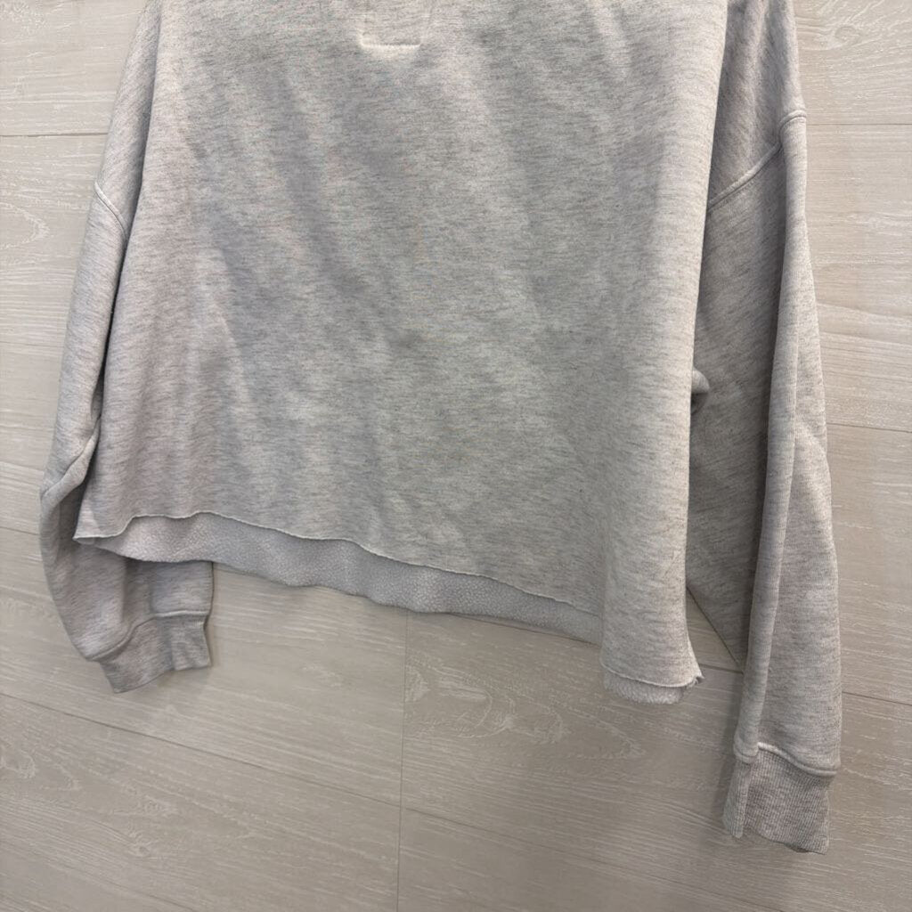 No Comment Grey Cropped California Crewneck Pullover Large