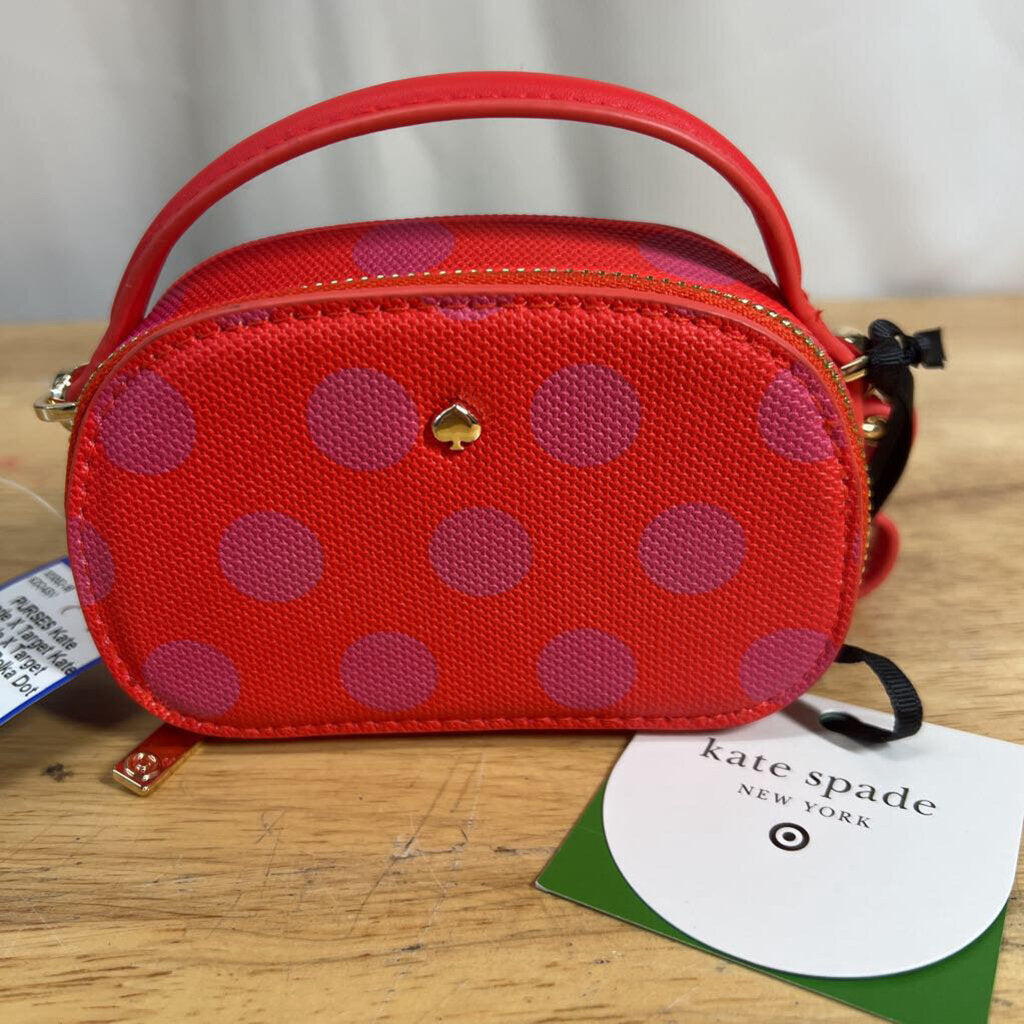 Kate Spade X Target Red/ Pink Polka Dot Print Micro Crossbody Purse