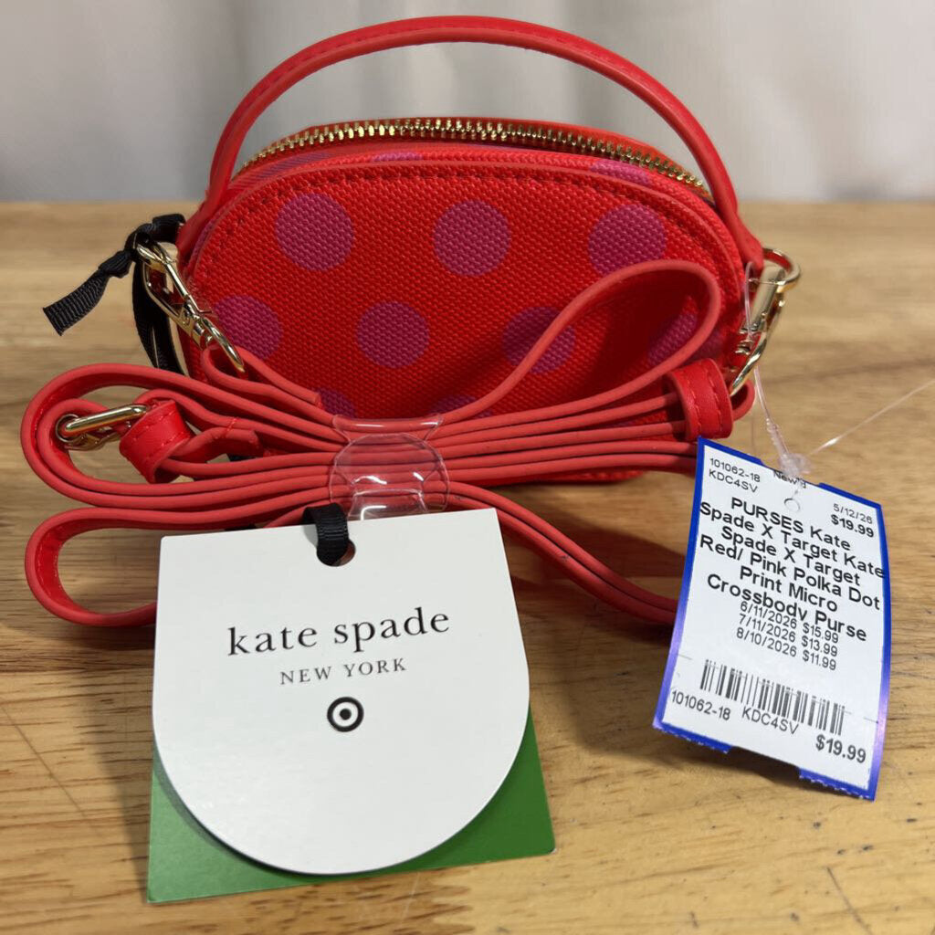 Kate Spade X Target Red/ Pink Polka Dot Print Micro Crossbody Purse