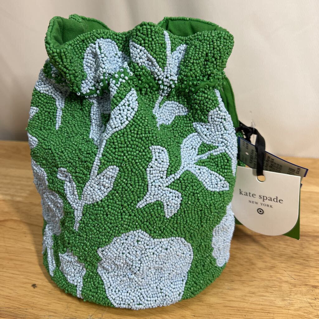 Kate Spade X Target Green/ Blue Beaded Floral Print Purse