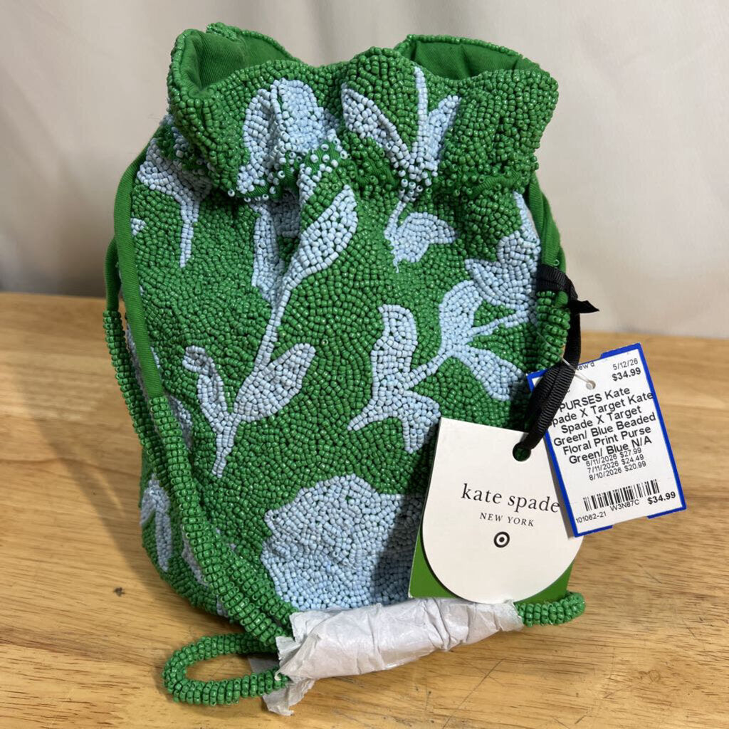 Kate Spade X Target Green/ Blue Beaded Floral Print Purse