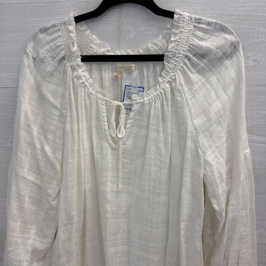 Love Stitch White Long Sleeve Top Large