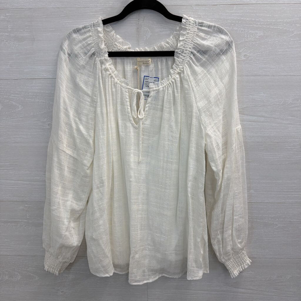 Love Stitch White Long Sleeve Top Large
