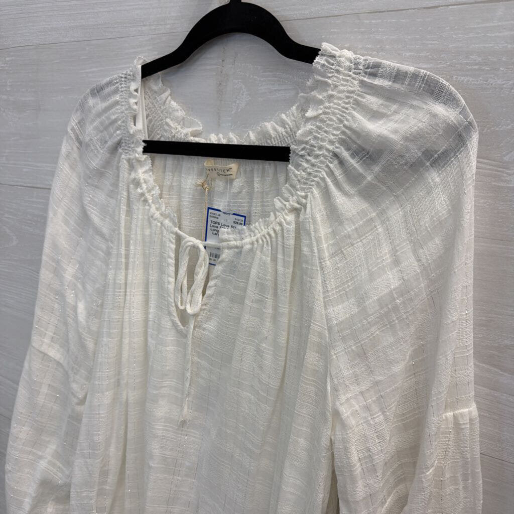 Love Stitch White Long Sleeve Top Large
