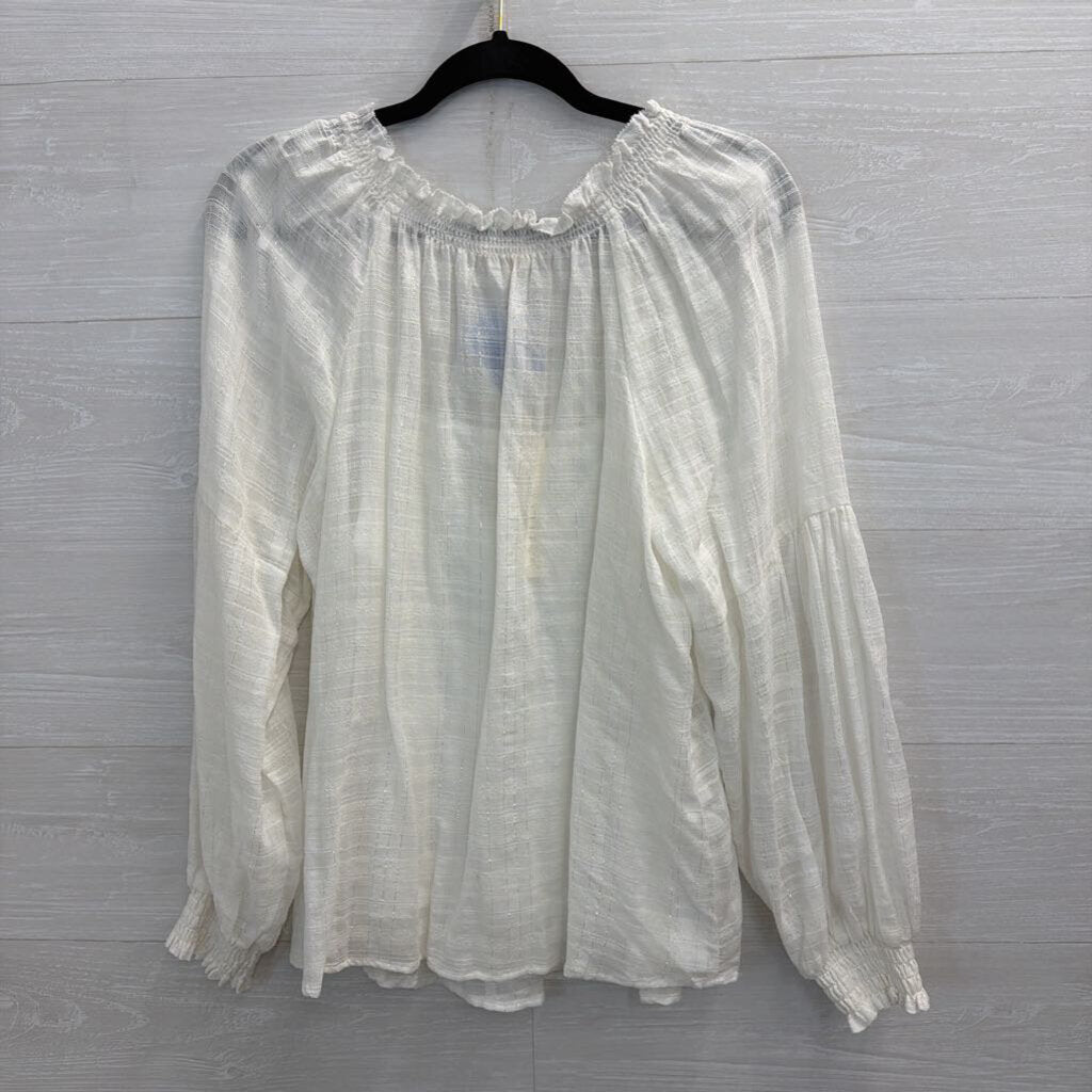 Love Stitch White Long Sleeve Top Large