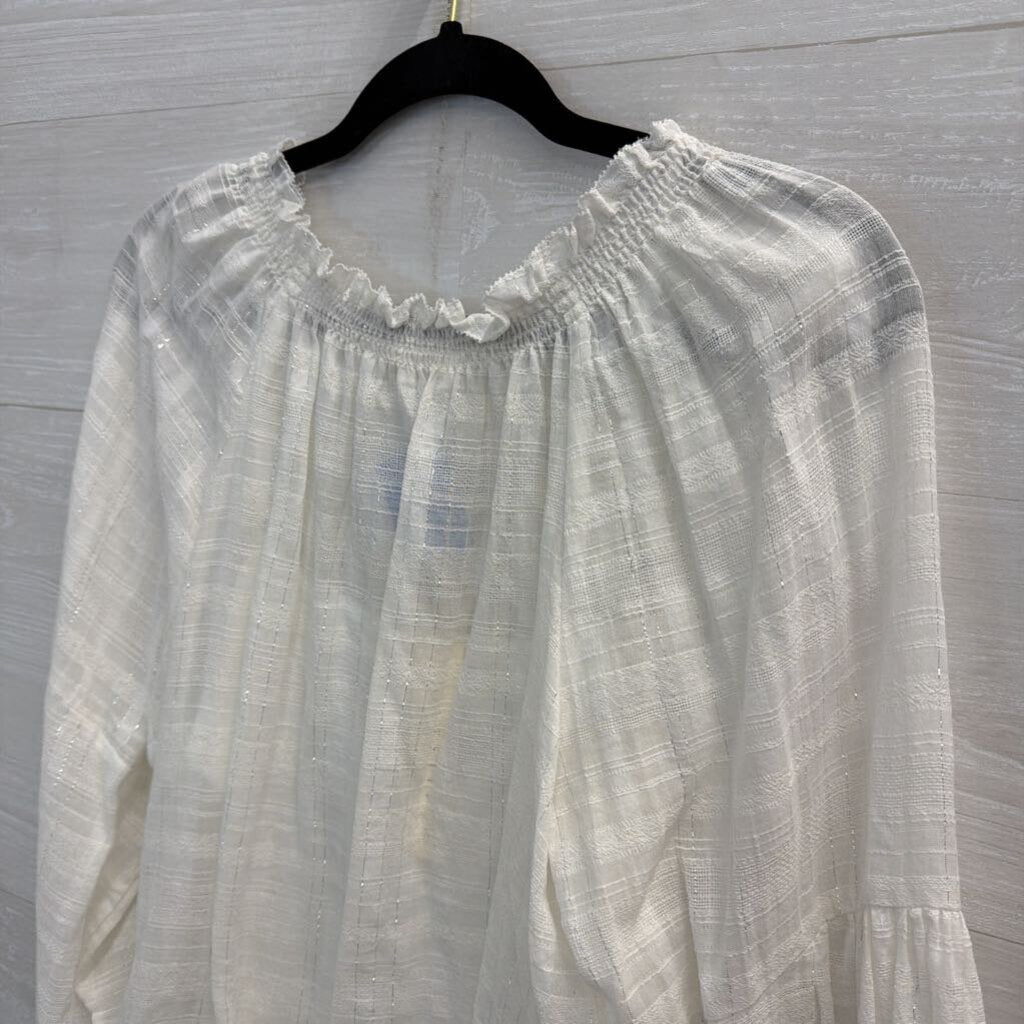 Love Stitch White Long Sleeve Top Large