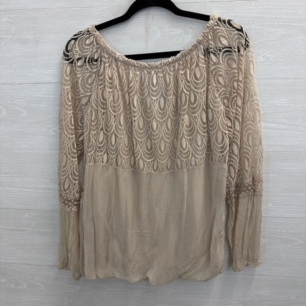Joseph Ribkoff Beige Embroidered Lace Long Sleeve Top Medium