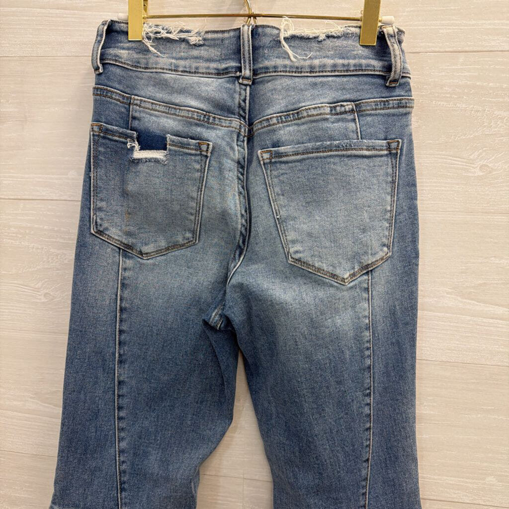 Vervet Medium Wash Patchwork Flare Leg Jeans 28