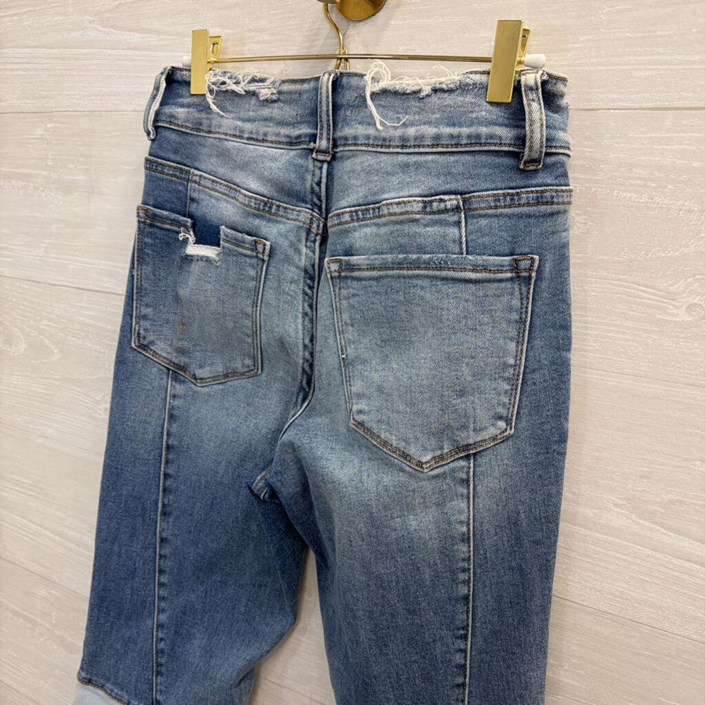 Vervet Medium Wash Patchwork Flare Leg Jeans 28