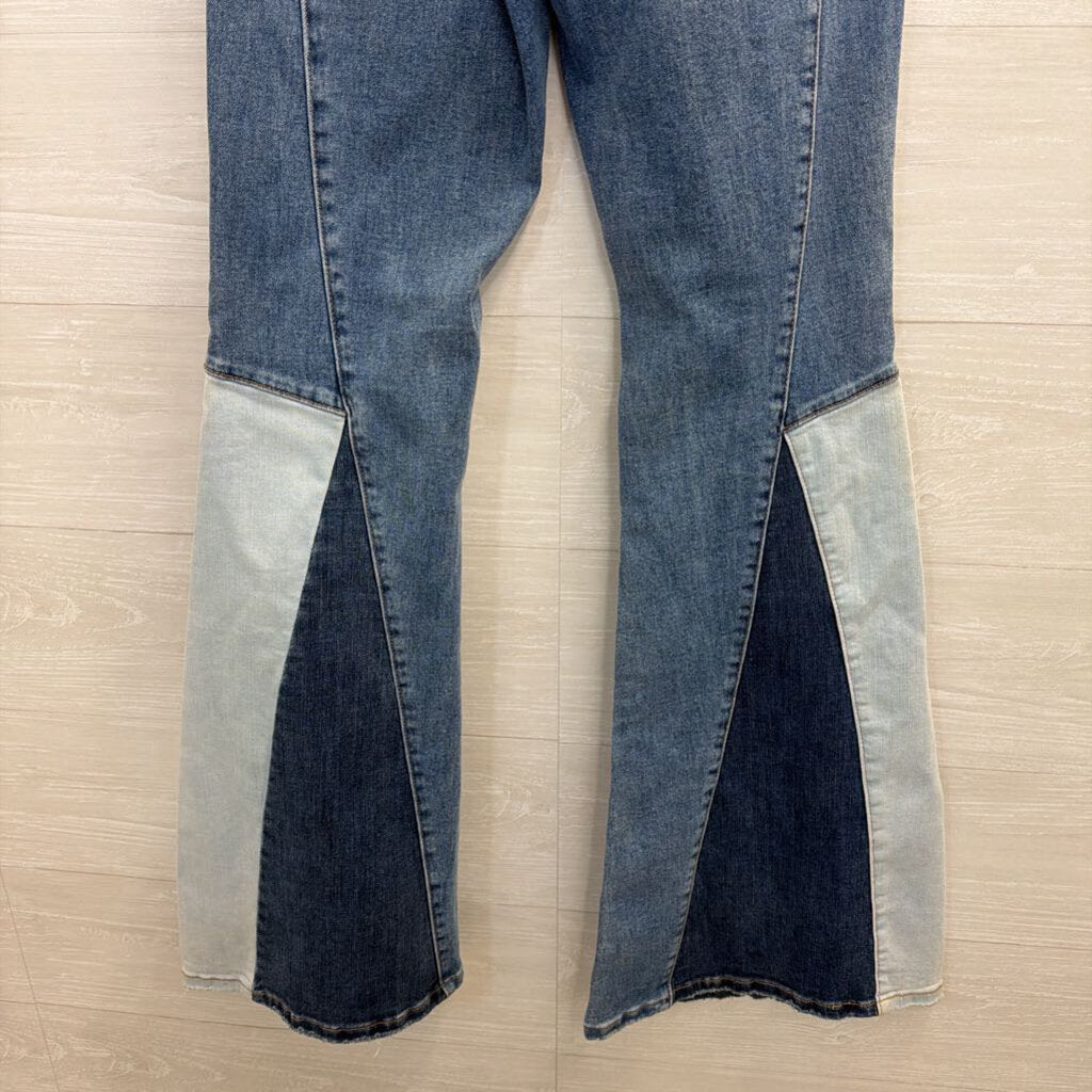 Vervet Medium Wash Patchwork Flare Leg Jeans 28