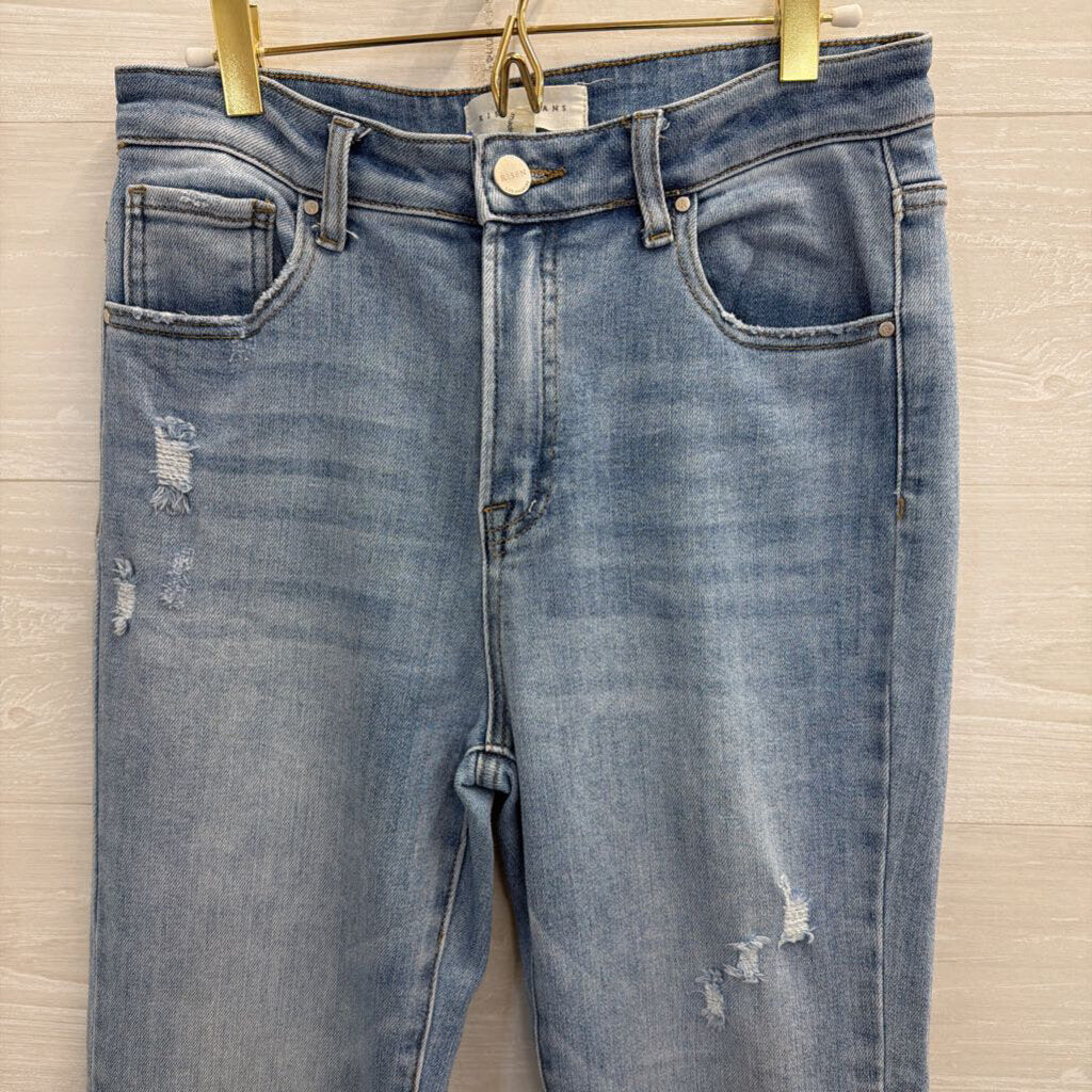 Risen Jeans Light Wash Frayed Hem Bootcut Jeans 29
