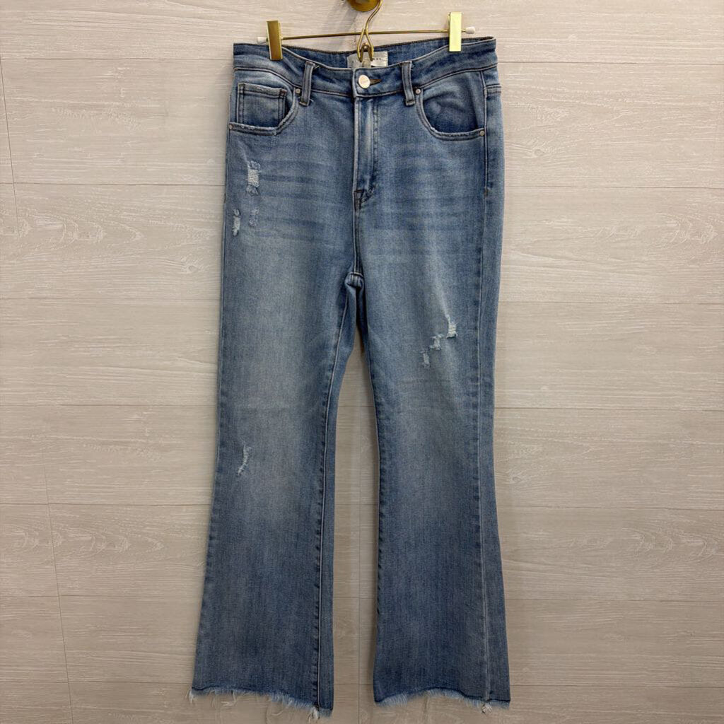Risen Jeans Light Wash Frayed Hem Bootcut Jeans 29