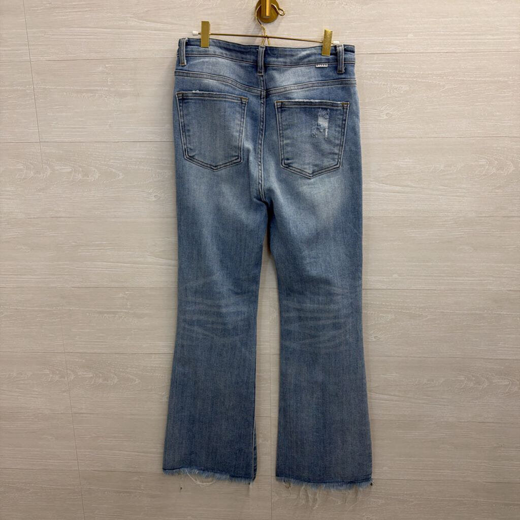 Risen Jeans Light Wash Frayed Hem Bootcut Jeans 29