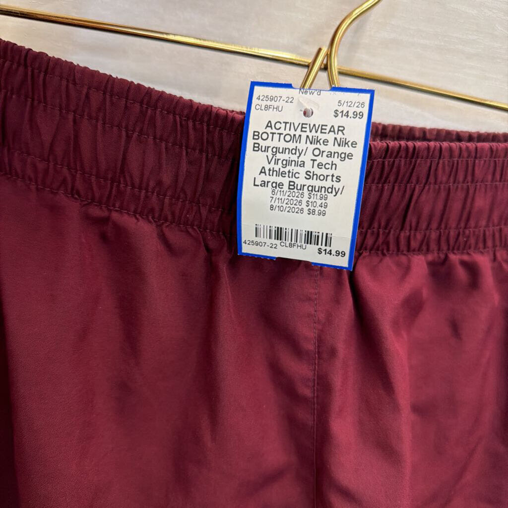 Nike Burgundy/ Orange Virginia Tech Athletic Shorts Large