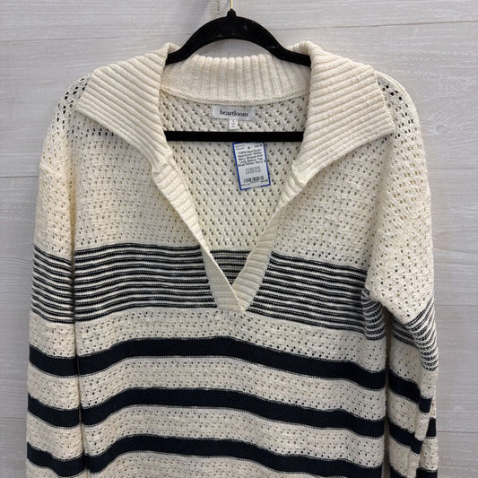 Heartloom White/ Navy Striped Knit Long Sleeve Top Small
